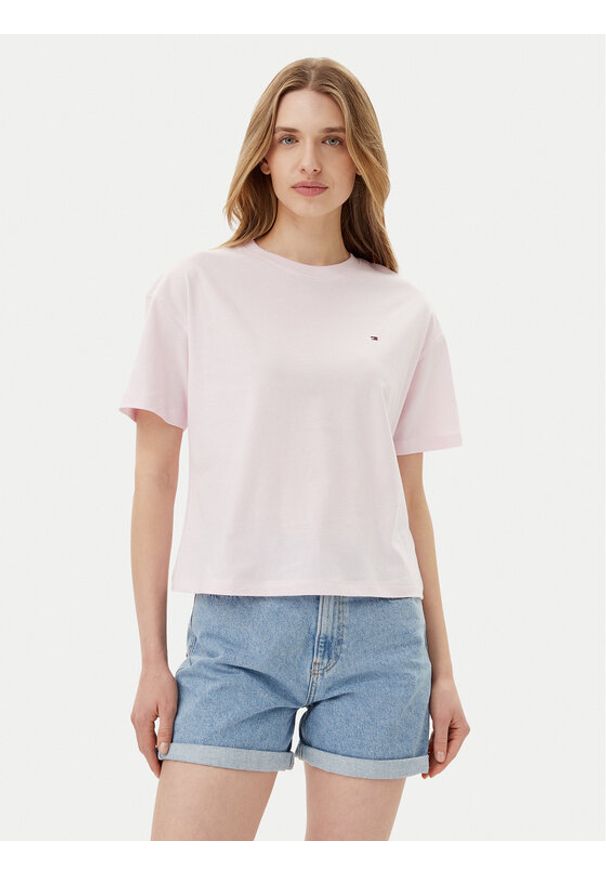 TOMMY HILFIGER - Tommy Hilfiger T-Shirt UW0UW05763 Różowy Regular Fit. Kolor: różowy. Materiał: bawełna
