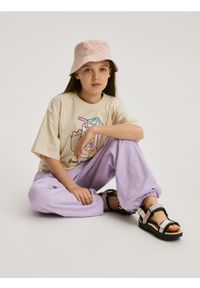 Reserved - Spodnie bombacho - lawendowy. Kolor: fioletowy. Materiał: bawełna