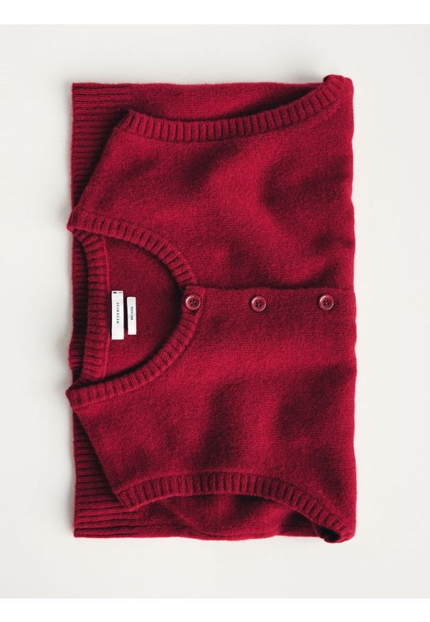 Reserved - Wełniana kamizelka - burgundowy. Kolor: czerwony. Materiał: wełna