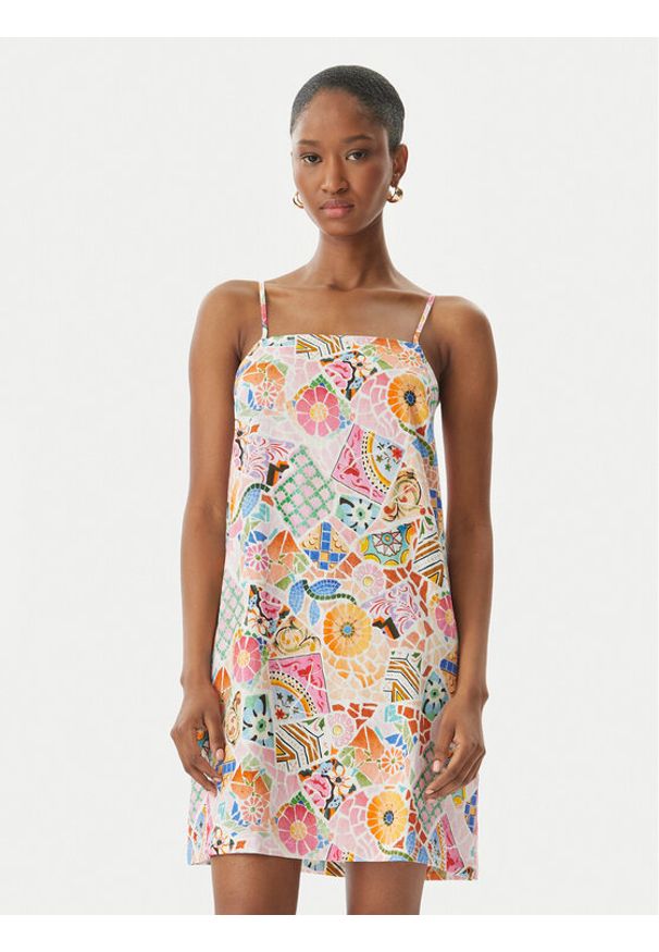 Seafolly Sukienka letnia Beach Bohème 55773-DR Kolorowy Regular Fit. Materiał: wiskoza, len. Wzór: kolorowy. Sezon: lato