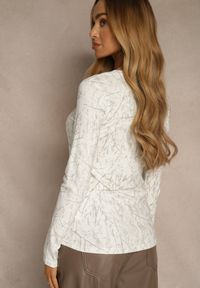 Renee - Biała Bluzka Longsleeve Ozdobiona Geometrycznym Motywem Uninessa. Okazja: na co dzień. Kolor: biały. Materiał: jeans. Długość rękawa: długi rękaw. Wzór: geometria, aplikacja. Styl: casual #4