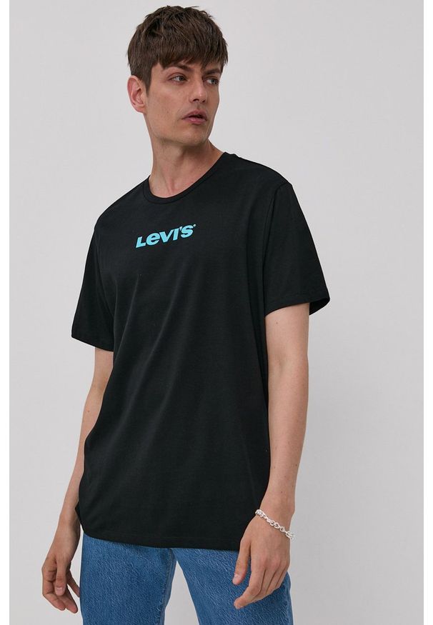 Levi's® - Levi's T-shirt męski kolor czarny z nadrukiem. Okazja: na spotkanie biznesowe, na co dzień. Kolor: czarny. Materiał: dzianina. Wzór: nadruk. Styl: biznesowy, casual
