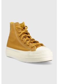 Converse trampki Chuck Taylor All Star Lift HI damskie kolor żółty A04363C. Kolor: żółty. Materiał: guma #5