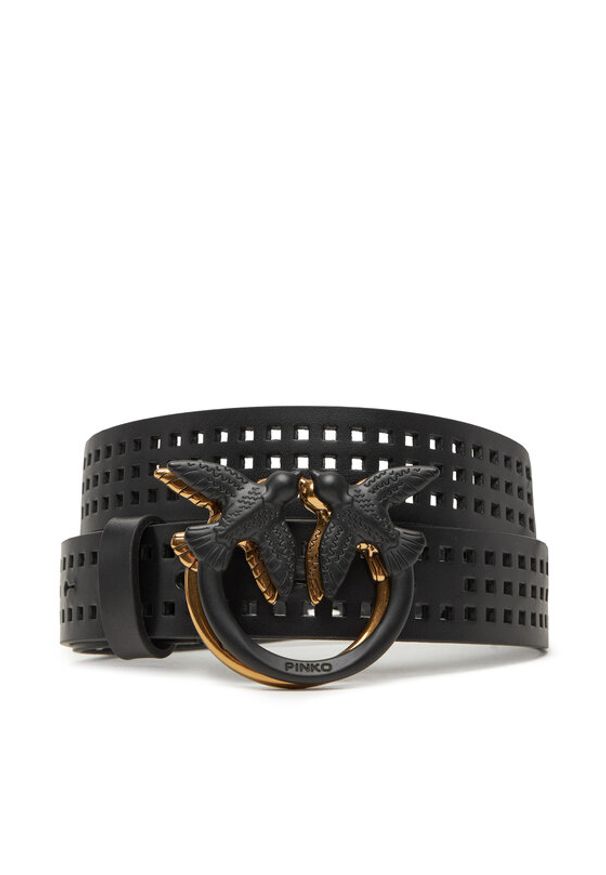 Pinko - PINKO Pasek Damski Love Berry H3 Belt PE 25 PLT01 100125 A11W Czarny. Kolor: czarny. Materiał: skóra
