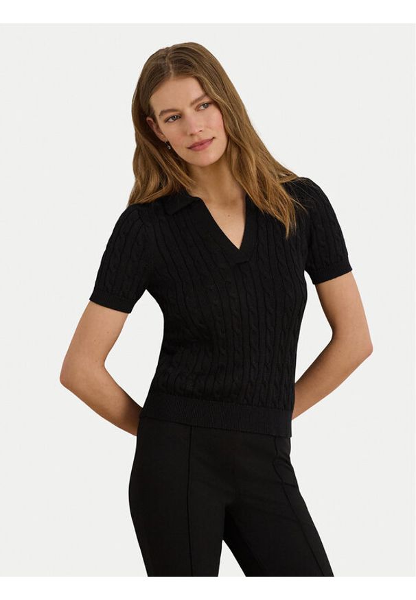 Lauren Ralph Lauren - LAUREN RALPH LAUREN Polo 200P14041002 Czarny Regular Fit. Typ kołnierza: polo. Kolor: czarny. Materiał: bawełna