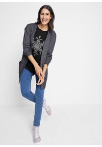 bonprix - Shirt bawełniany z długim rękawem, z czystej bawełny. Kolor: czarny. Materiał: bawełna. Długość rękawa: długi rękaw. Długość: długie. Wzór: nadruk. Sezon: zima