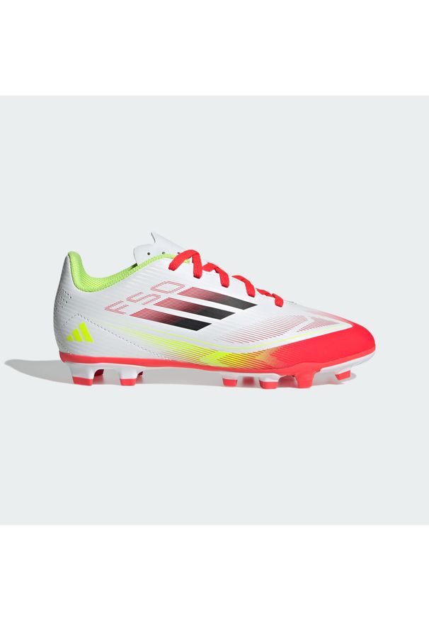 Adidas - Buty F50 Club FG/MG Kids. Kolor: czarny, biały, wielokolorowy, żółty. Materiał: materiał. Sport: piłka nożna
