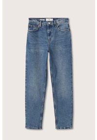 mango - Mango jeansy Newmom damskie high waist. Stan: podwyższony. Kolor: niebieski