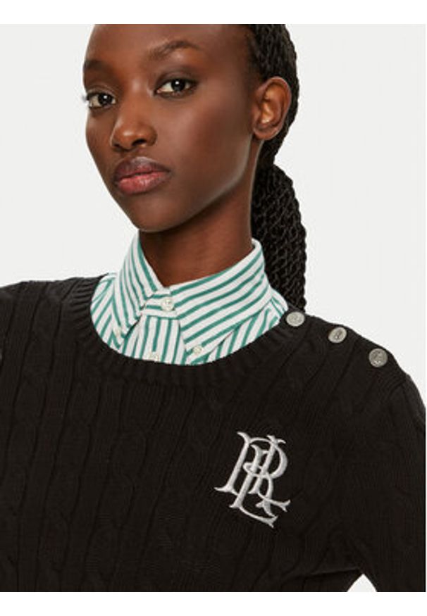 Lauren Ralph Lauren Sweter 200932223001 Czarny Slim Fit. Kolor: czarny. Materiał: bawełna