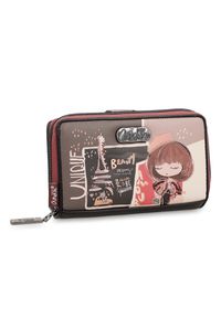 Brązowy Modny Damski Portfel Anekke Mademoiselle. Kolor: brązowy. Materiał: materiał #6