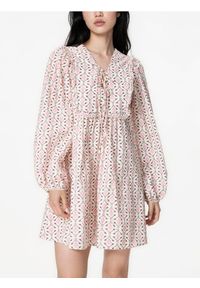Reserved - Bawełniana sukienka mini - wielobarwny. Materiał: bawełna. Styl: klasyczny. Długość: mini