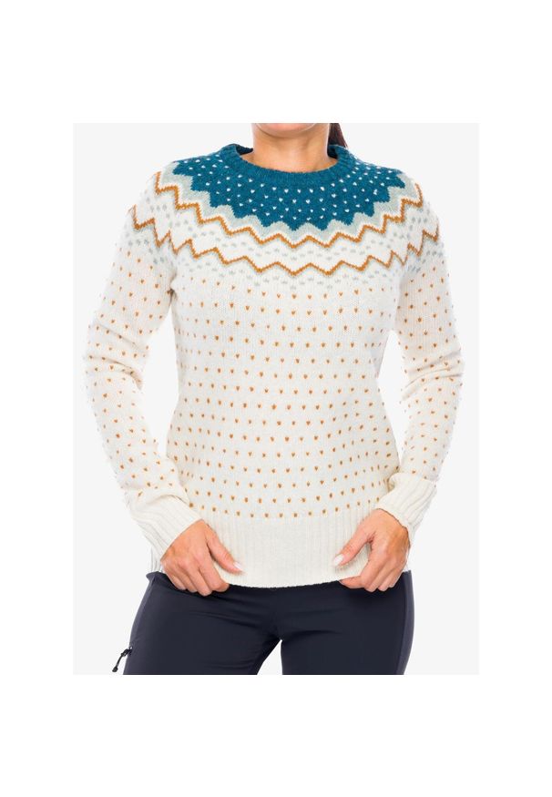 Fjällräven - Sweter damski Fjallraven Ovik Knit Sweater. Kolor: biały. Sport: turystyka piesza