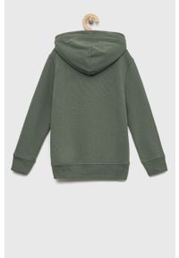 Abercrombie & Fitch bluza dziecięca kolor zielony z kapturem z aplikacją. Okazja: na co dzień. Typ kołnierza: kaptur. Kolor: zielony. Wzór: aplikacja. Styl: casual #3