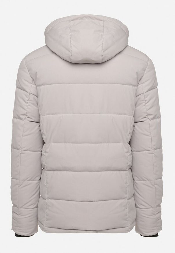 Born2be - Szara Pikowana Kurtka z Odpinanym Kapturem Ozdobiona Sznurkami Avaliona. Okazja: na co dzień. Kolor: szary. Wzór: aplikacja. Styl: elegancki, casual