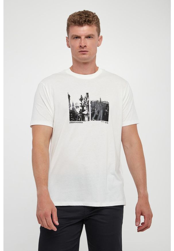 Armani Exchange - T-shirt męski z nadrukiem ARMANI EXCHANGE. Wzór: nadruk