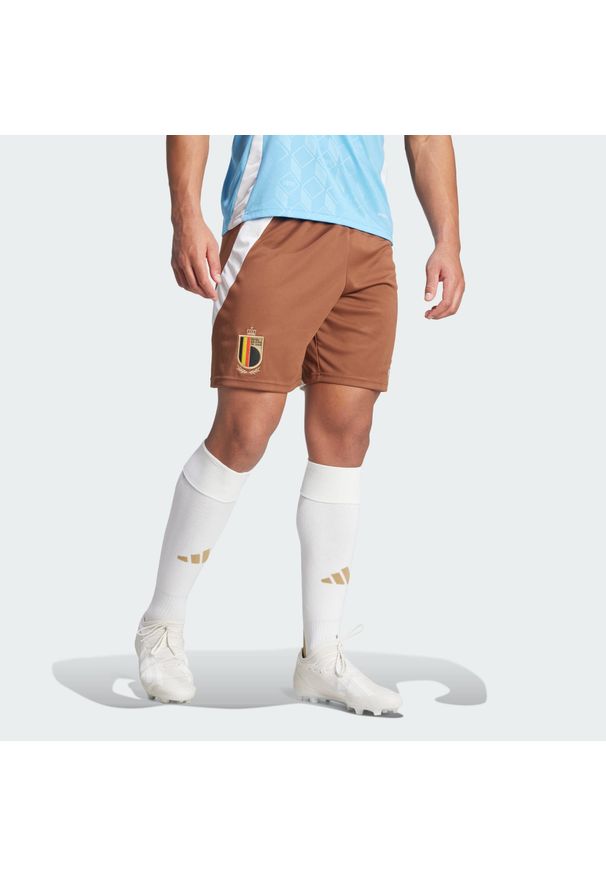 Adidas - Szorty Belgium 24 Away. Kolor: brązowy. Materiał: materiał. Sport: piłka nożna