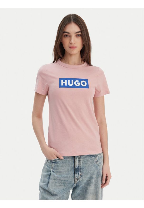 Hugo - HUGO T-Shirt Classic 50510772 Różowy Slim Fit. Kolor: różowy. Materiał: bawełna