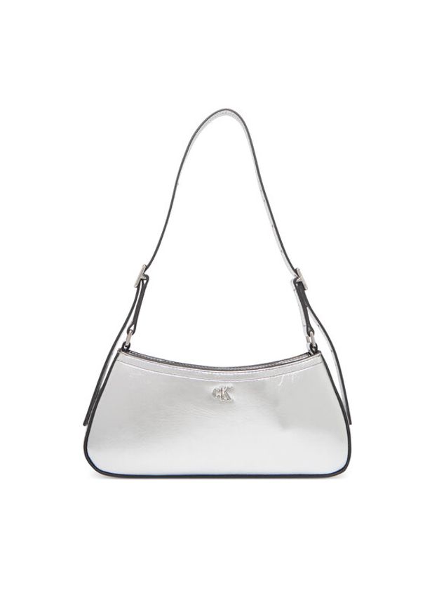 Calvin Klein Torebka Ck Metallic Small Shoulder Bag LV04F3304G Srebrny. Kolor: srebrny. Materiał: skórzane