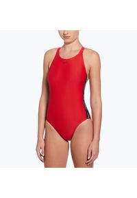 Strój pływacki jednoczęściowy damski Nike Logo Tape Fastback. Kolor: czerwony