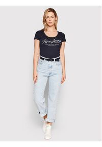 Pepe Jeans T-Shirt Baia PL505123 Granatowy Regular Fit. Kolor: niebieski. Materiał: bawełna #5