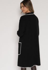 Born2be - Czarny Kardigan Ozdobiony Lamówką Tusbena. Okazja: na co dzień. Kolor: czarny. Materiał: jeans. Wzór: aplikacja. Styl: casual, elegancki #2