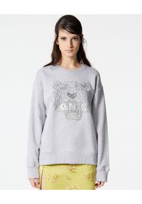 Kenzo - KENZO - Bluza z tygrysem. Okazja: na co dzień. Kolor: szary. Materiał: jeans, bawełna. Wzór: aplikacja, nadruk. Styl: klasyczny, casual #1