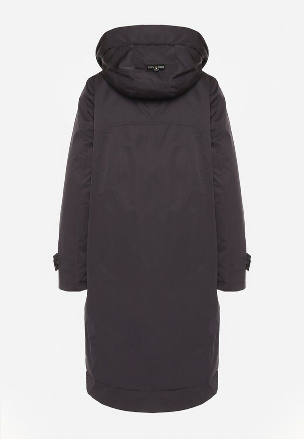 Born2be - Granatowa Pudełkowa Kurtka Typu Parka z Kapturem i Kieszeniami Kaithraea. Typ kołnierza: kaptur. Kolor: niebieski. Materiał: jeans. Sezon: zima. Styl: klasyczny, elegancki