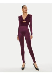 Elisabetta Franchi Kombinezon TU-019-46E2 Bordowy Slim Fit. Kolor: czerwony. Materiał: syntetyk