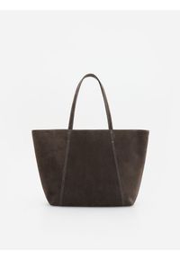 Reserved - Zamszowa torebka shopper - ciemnoszary. Kolor: szary. Materiał: zamszowe #1