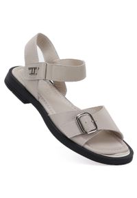 Skórzane sandały damskie beżowe Vinceza 26-62303. Kolor: beżowy. Materiał: skóra ekologiczna #1