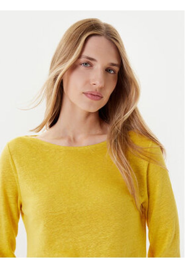 United Colors of Benetton - United Colors Of Benetton Bluzka 37UJD109X Żółty Regular Fit. Kolor: żółty. Materiał: len