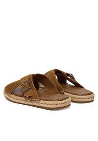 TOMMY HILFIGER - Tommy Hilfiger Espadryle Buckle Flexible Sandals FM0FM05772 Brązowy. Kolor: brązowy. Materiał: skóra, zamsz #4