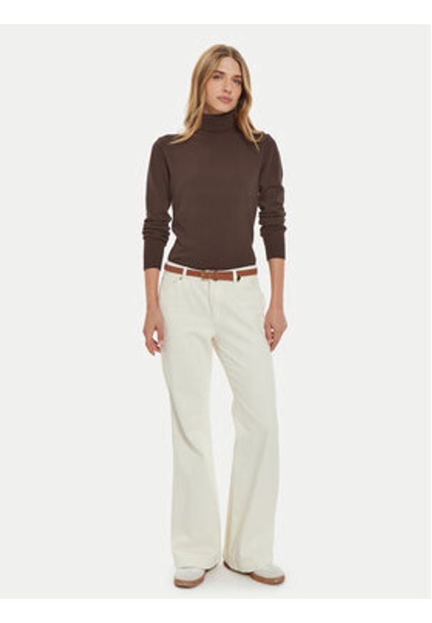 United Colors of Benetton - United Colors Of Benetton Golf 1002D2348 Brązowy Regular Fit. Typ kołnierza: golf. Kolor: brązowy. Materiał: wełna