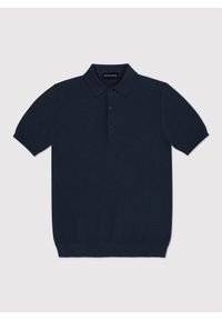 Pako Lorente - PAKO LORENTE – Granatowy t-shirt polo o waflowym splocie. Typ kołnierza: polo. Kolor: niebieski. Materiał: bawełna, poliamid. Wzór: ze splotem. Styl: klasyczny #9