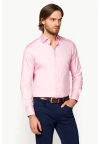 Lancerto - Koszula Różowa Shirley. Kolor: różowy. Materiał: tkanina, bawełna. Styl: elegancki #1