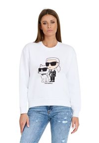 Karl Lagerfeld - KARL LAGERFELD Biała bluza damska Ikonik 2.0, Rozmiar L. Kolor: biały. Materiał: bawełna #4