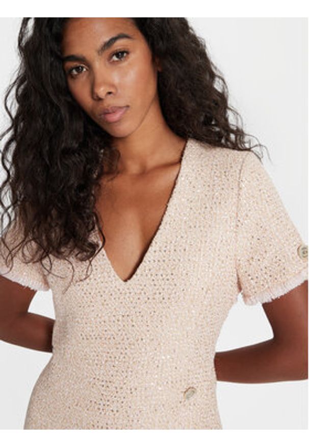 TwinSet - TWINSET Sukienka dzianinowa 241TP2425 Różowy Slim Fit. Kolor: różowy. Materiał: syntetyk