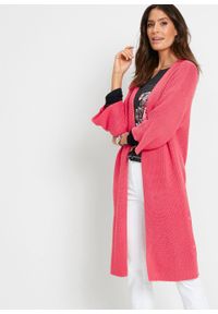 Długi sweter bez zapięcia bonprix jasny różowy. Kolor: różowy. Długość: długie #6