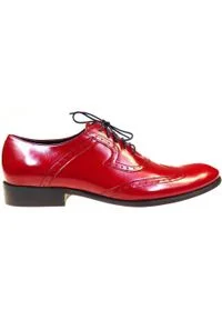 Faber - Czerwone męskie buty wizytowe - brogsy F4 T46. Kolor: czerwony. Materiał: skóra. Styl: wizytowy