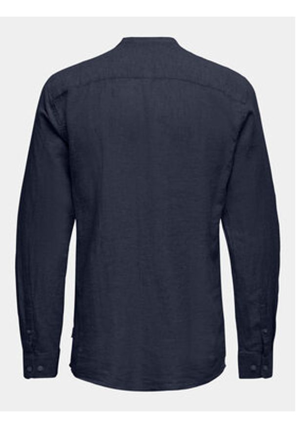 Only & Sons Koszula Caiden 22019173 Granatowy Slim Fit. Kolor: niebieski. Materiał: bawełna, len