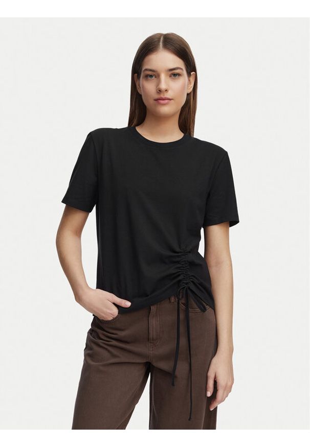 French Connection T-Shirt 76QZA Czarny Relaxed Fit. Kolor: czarny. Materiał: bawełna