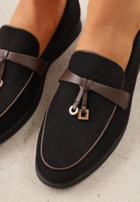 Born2be - Czarne Eleganckie Mokasyny VICES z Imitacji Zamszu ze Skórzaną Wkładką Jaenith. Okazja: na co dzień, na spotkanie biznesowe. Kolor: czarny. Materiał: zamsz, skóra. Wzór: aplikacja. Styl: elegancki #7