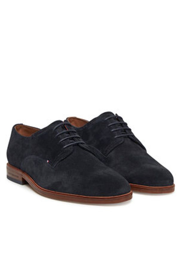 TOMMY HILFIGER - Tommy Hilfiger Półbuty Hilfiger Thunit Suede Shoe FM0FM05377 Granatowy. Kolor: niebieski. Materiał: zamsz, skóra
