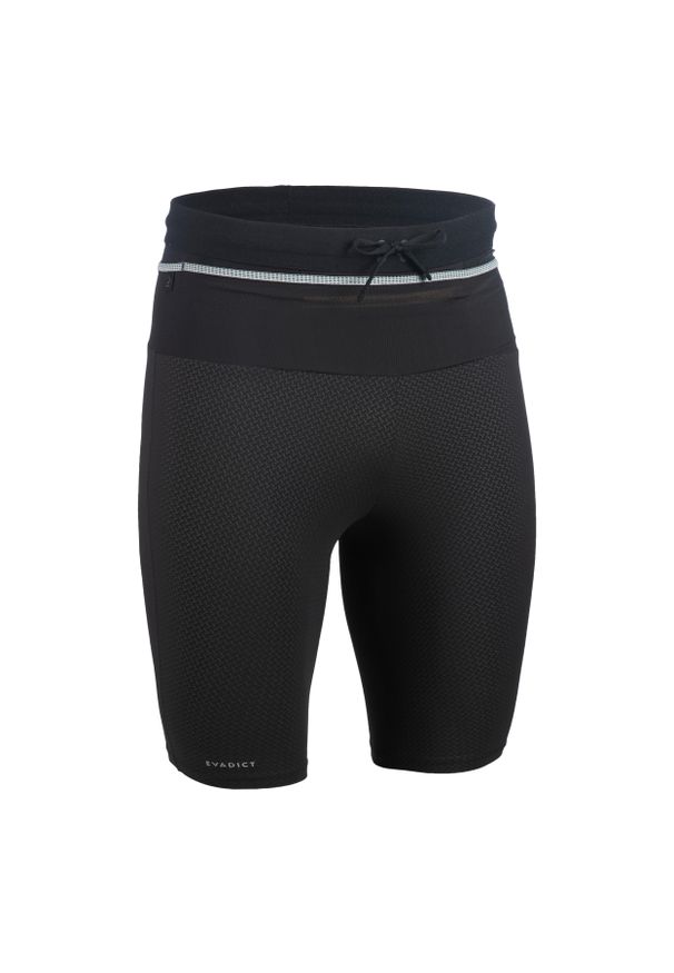 EVADICT - Legginsy do biegania w terenie krótkie męskie Evadict. Kolor: czarny. Materiał: skóra, materiał. Sport: bieganie