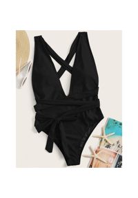 Intica - Strój kąpielowy jednoczęściowy z wiązaniem odporny na słońce i wodę Merralee. Kolor: czarny. Materiał: materiał