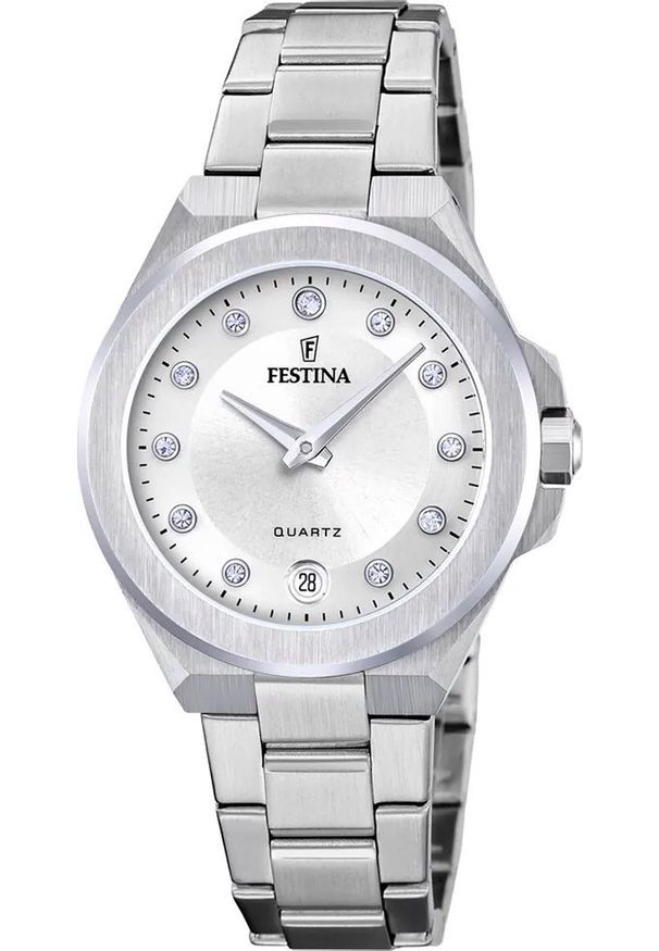 Zegarek damski Festina F20700-1 CYRKONIE srebrny. Kolor: srebrny