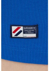 Superdry sukienka mini dopasowana. Kolor: niebieski. Materiał: materiał. Długość rękawa: na ramiączkach. Wzór: aplikacja. Typ sukienki: dopasowane. Długość: mini #2