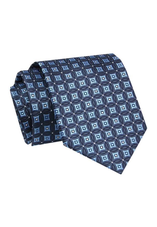 Alties - Krawat - ALTIES - Niebiesko Granatowy, Geometryczny Wzór. Kolor: niebieski. Materiał: tkanina. Wzór: geometria. Styl: elegancki, wizytowy