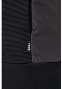 BOSS bluza męska kolor czarny gładka. Kolor: czarny. Materiał: materiał. Wzór: gładki #3