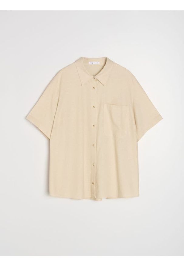 Sinsay - Koszula z domieszką lnu - beżowy. Kolor: beżowy. Materiał: len